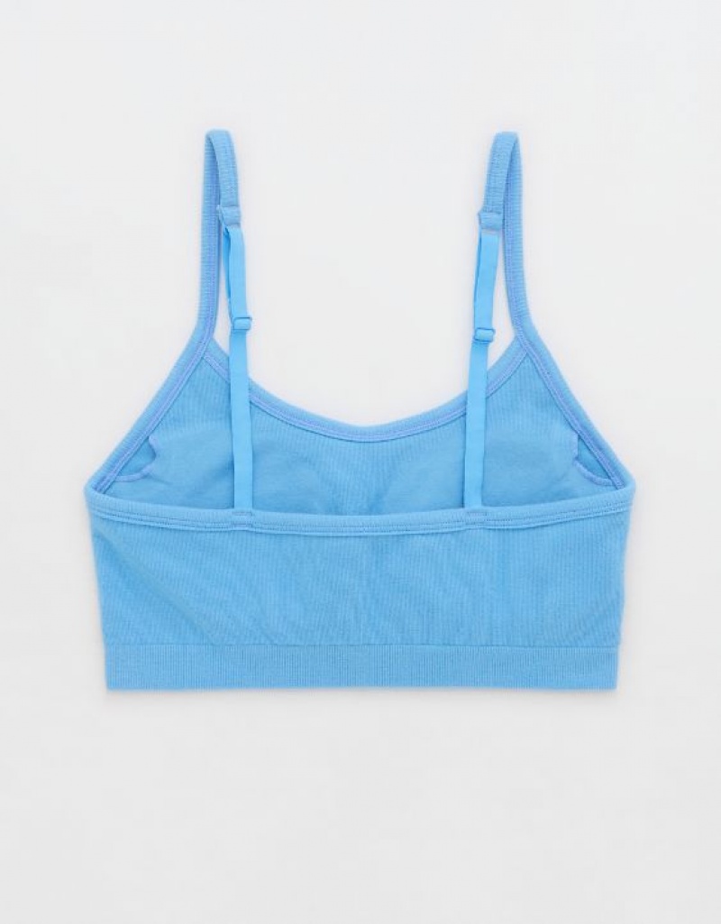 Soutien Gorge Aerie Superchill Coton Seamless Rembourré Scooplette Bleu | AKA-42120882