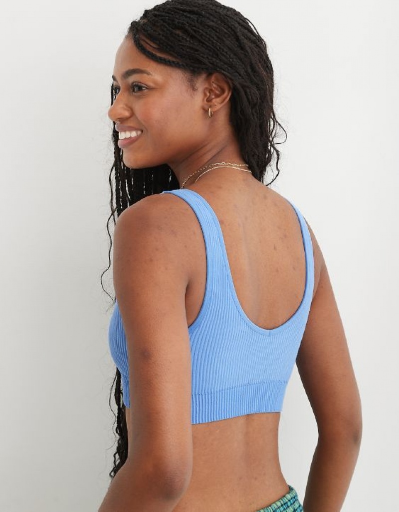 Soutien Gorge Aerie Superchill Seamless Rembourré Vooplette Bleu | KXJ-91063482