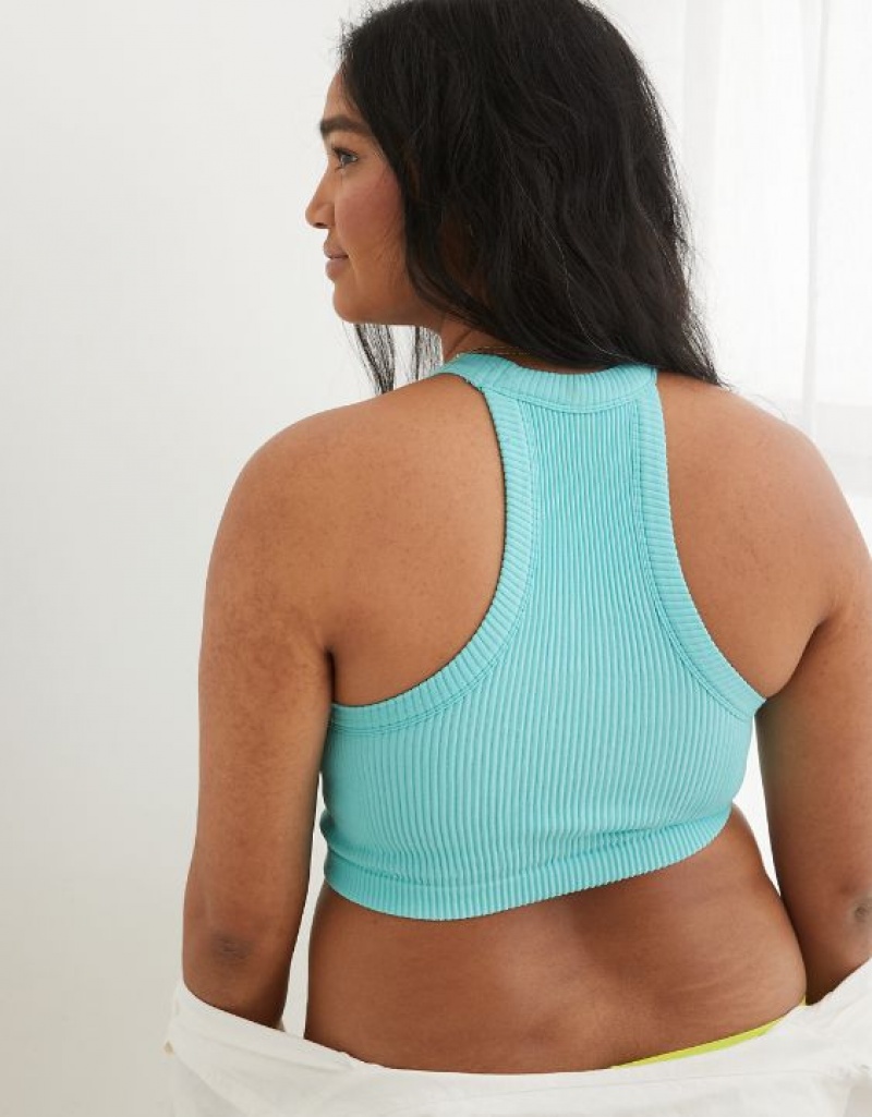 Soutien Gorge Aerie Superchill Seamless High Neck Top Bleu | DID-18745839