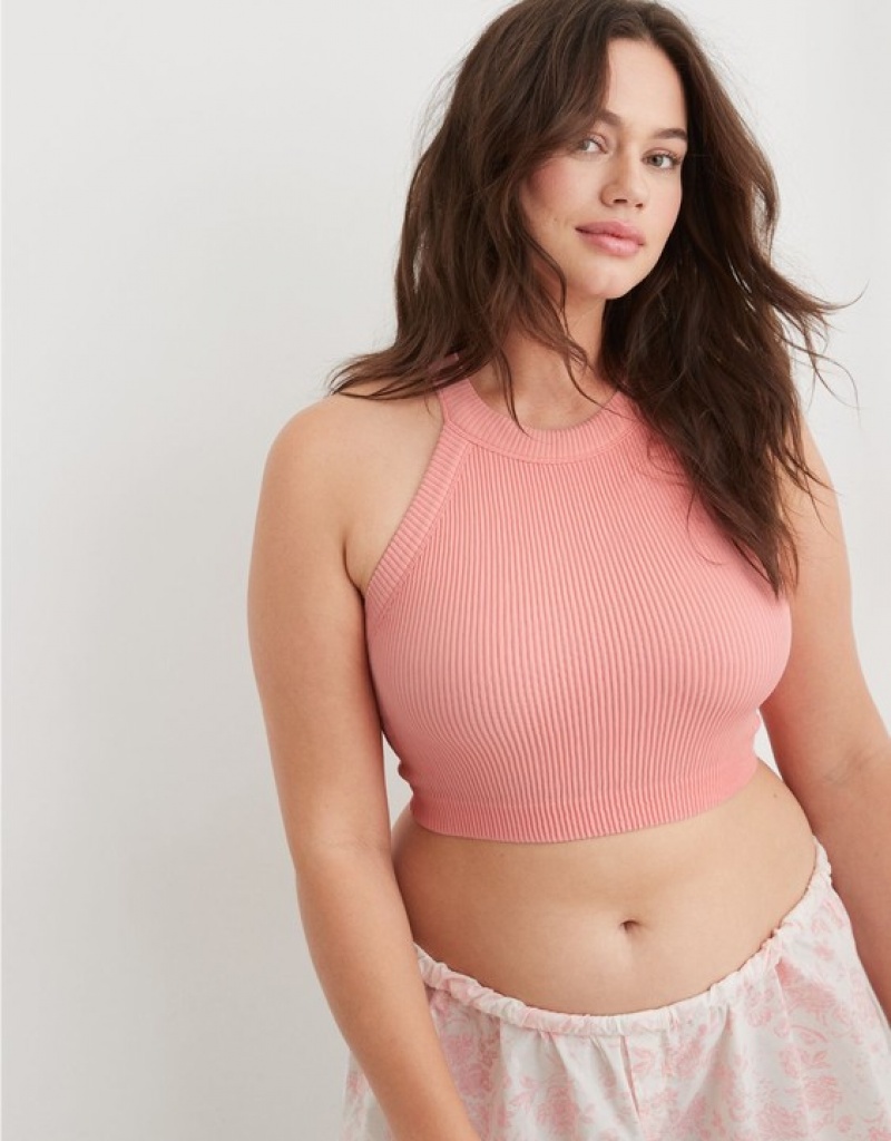 Soutien Gorge Aerie Superchill Seamless High Neck Top Rose | ZZU-29697835