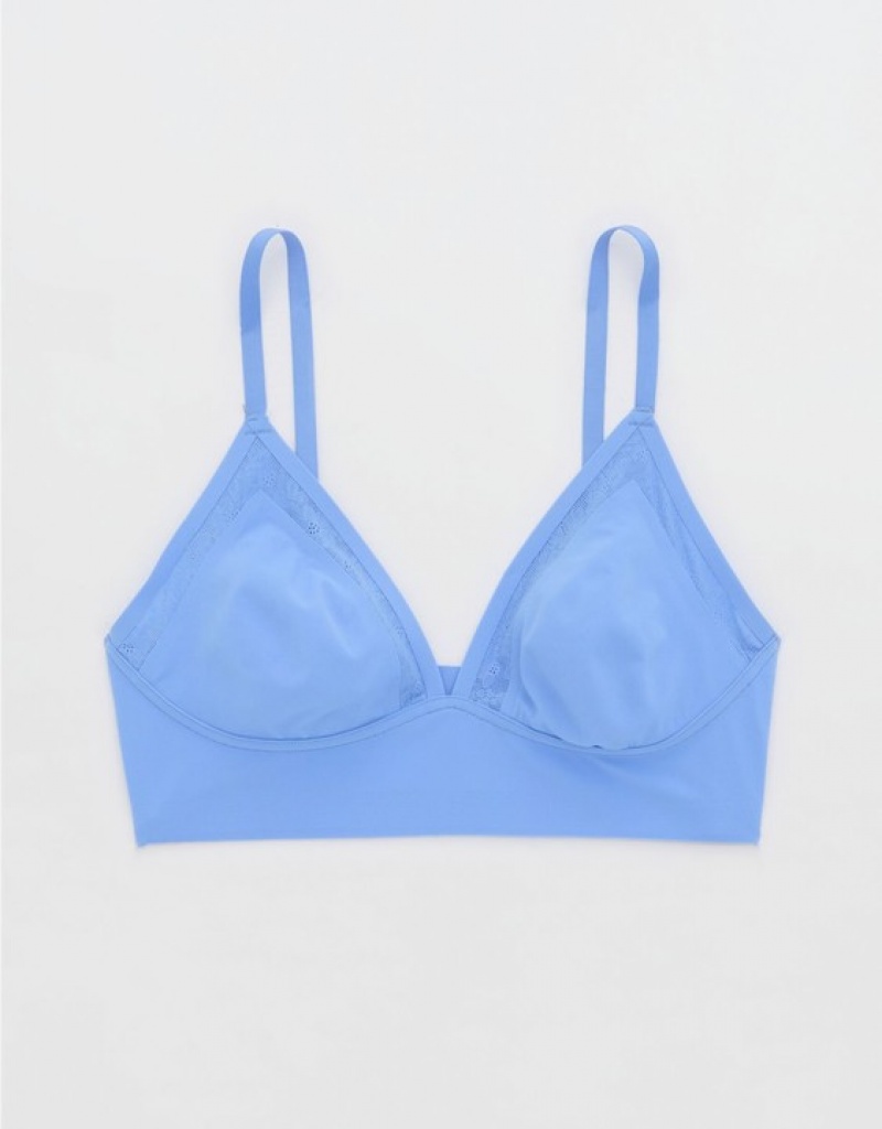 Soutien Gorge Aerie SMOOTHEZ Dentelle Trianglelette Bleu | ZRO-57635725