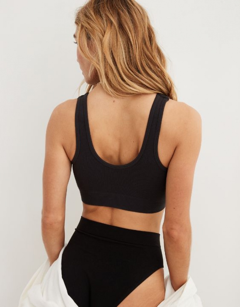 Soutien Gorge Aerie Superchill Coton Seamless Scooplette Noir | OGH-07465683