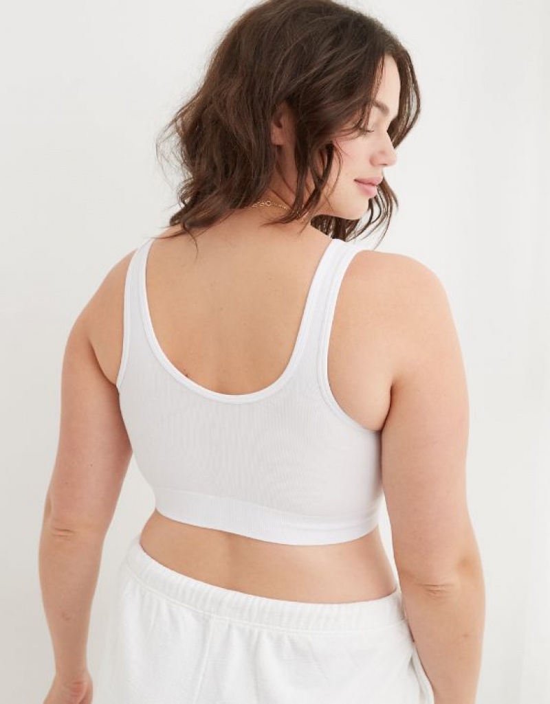 Soutien Gorge Aerie Superchill Coton Seamless Scooplette Blanche | FHI-23136738