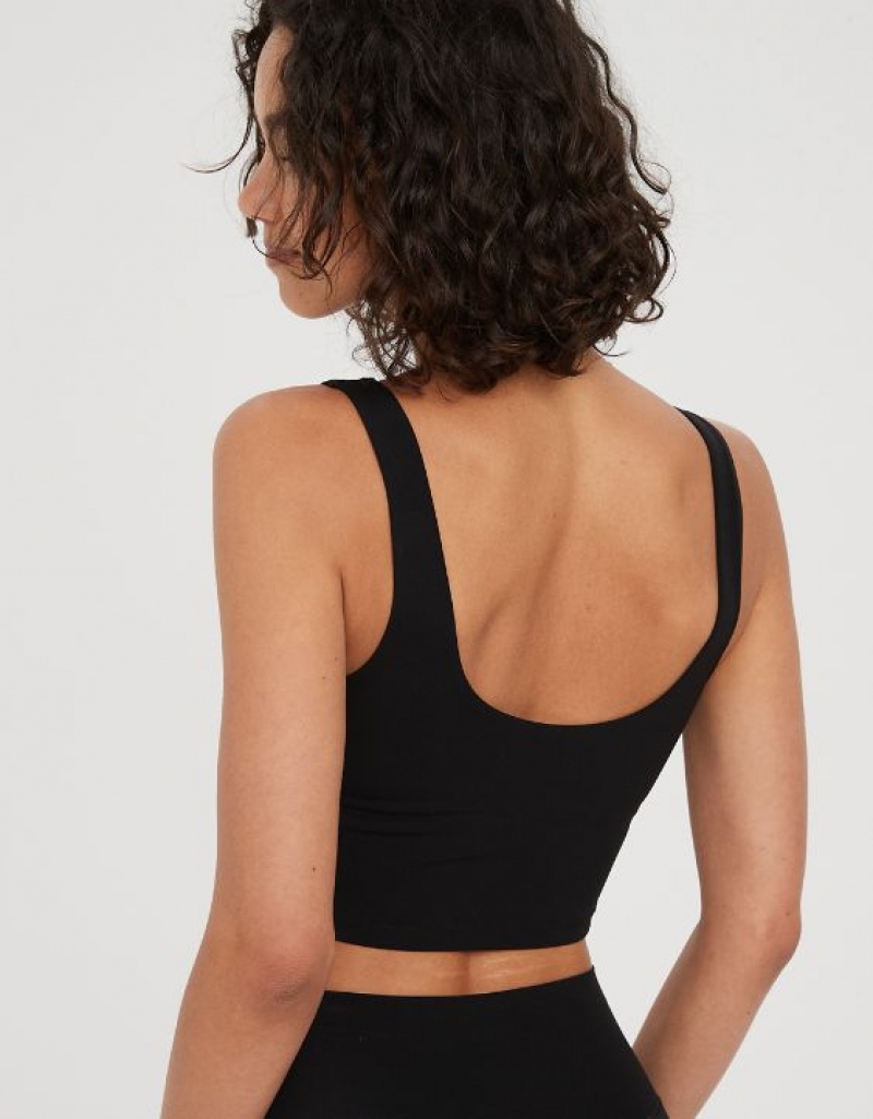 Soutien Gorge Aerie OFFLINE By Real Me Low Key Longline Sports Noir | RAE-62274105