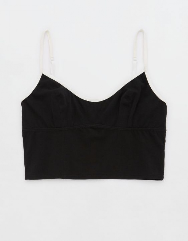 Soutien Gorge Aerie Superchill Coton Corset Top Noir | QPM-81682682