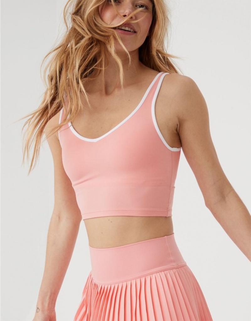 Soutien Gorge Aerie OFFLINE By Real Me Low Key Longline Sports Rose | XHX-00720068