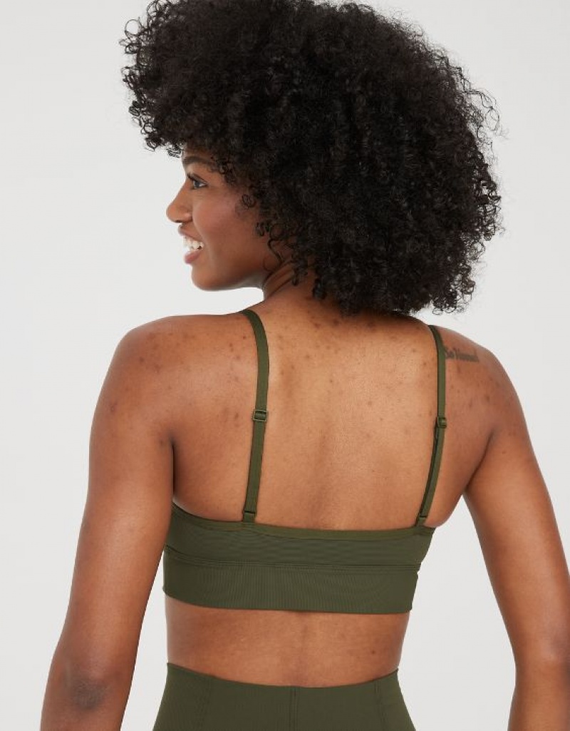 Soutien Gorge Aerie OFFLINE By Goals Nervuré Corset Sports Vert Olive | JHB-23319404