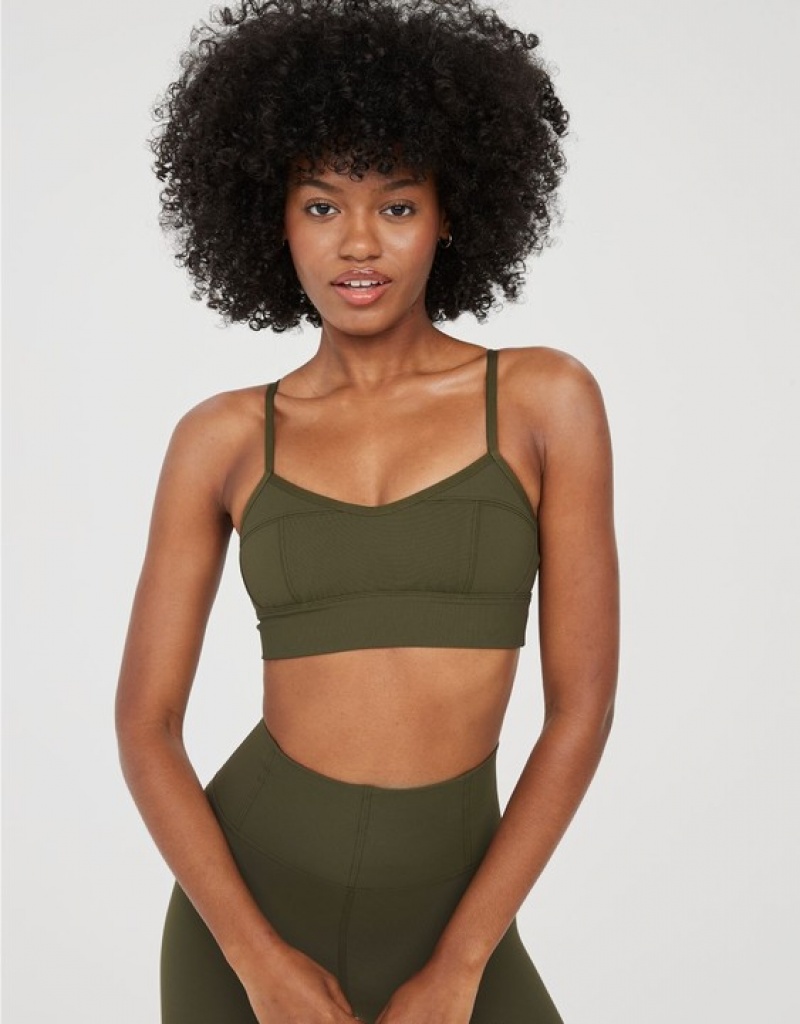 Soutien Gorge Aerie OFFLINE By Goals Nervuré Corset Sports Vert Olive | JHB-23319404