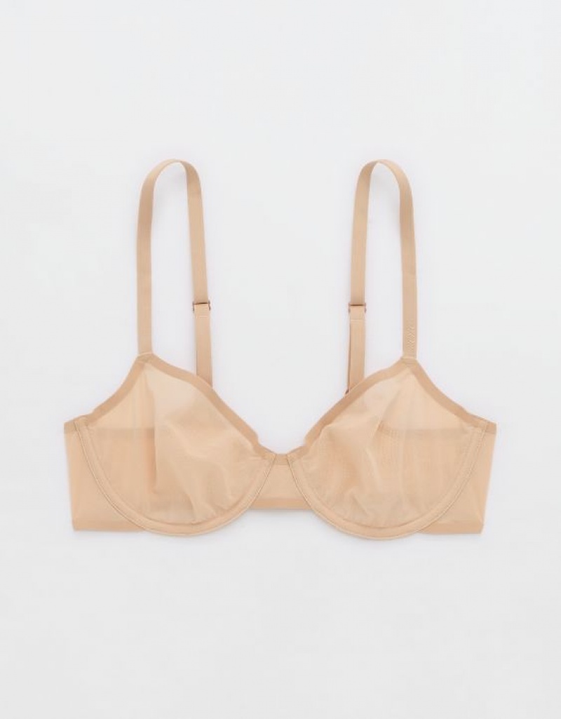 Soutien Gorge Aerie SMOOTHEZ Mesh Unlined Beige | FUO-95680958