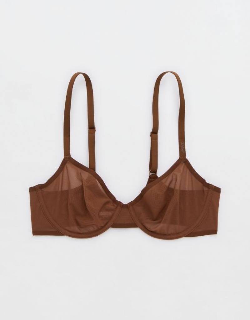 Soutien Gorge Aerie SMOOTHEZ Mesh Unlined Marron | BPK-42067287