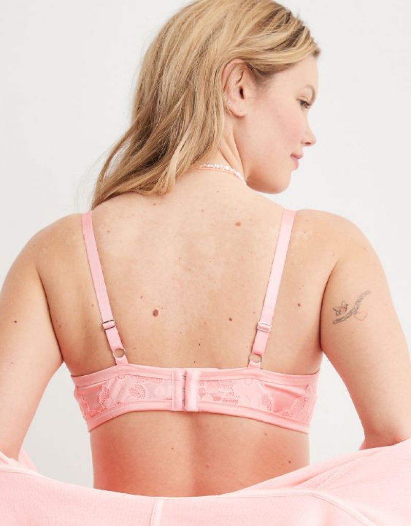 Soutien Gorge Aerie Show Off Unlined Real Dentelle Rose | OHA-77856100