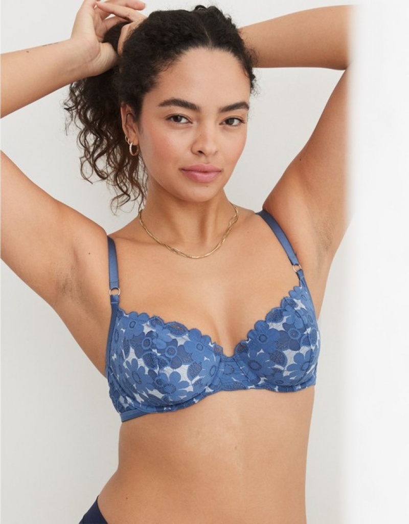 Soutien Gorge Aerie Show Off Unlined Real Dentelle Bleu | WTW-65340279