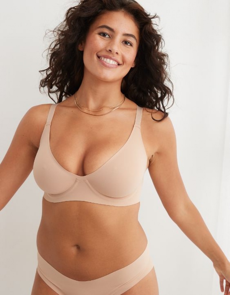 Soutien Gorge Aerie SMOOTHEZ Unlined Beige | WIB-08177157