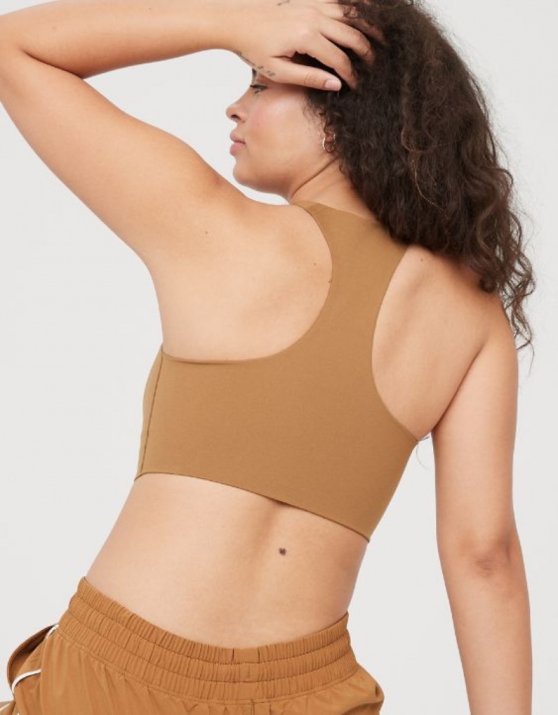 Soutien Gorge Aerie OFFLINE By Real Me Hold Up! Racerback Sports Beige | DTP-37147875