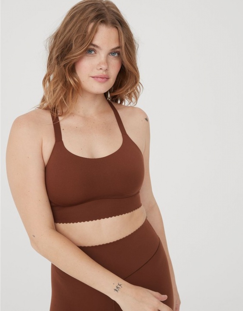 Soutien Gorge Aerie OFFLINE By Real Me Hold Up! Scallop Sports Marron | PEI-40538216