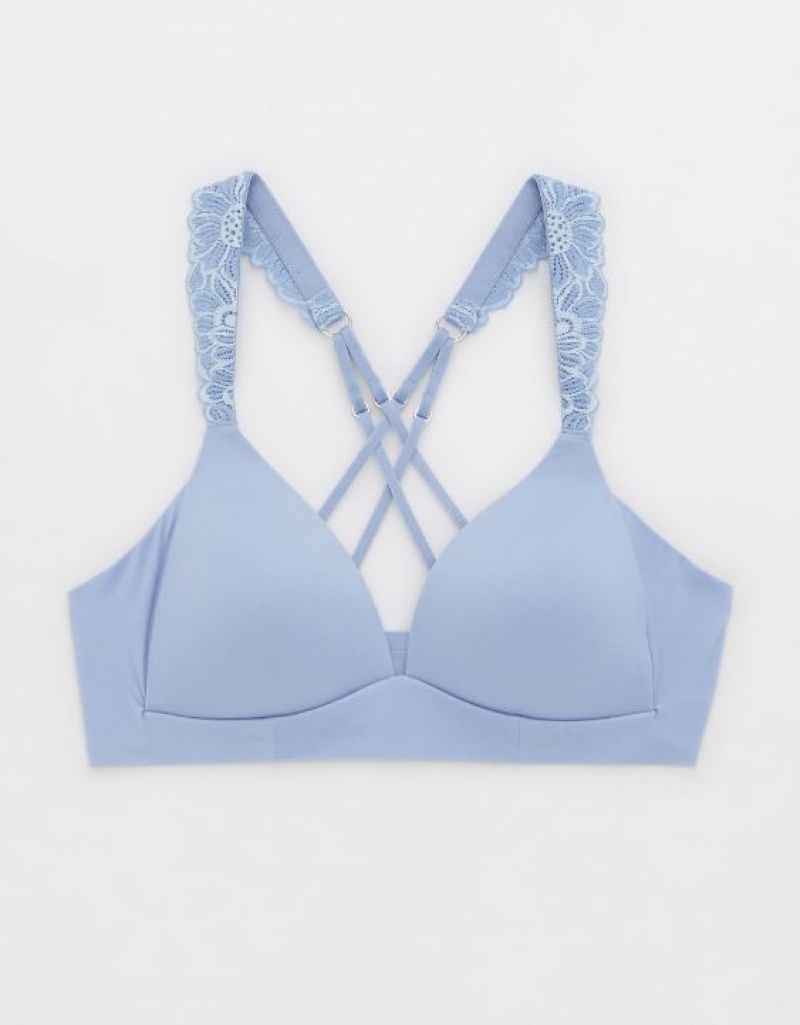 Soutien Gorge Aerie Sunnie Wireless Lightly Doublée Bloom Dentelle Brides Bleu | RZI-20529361