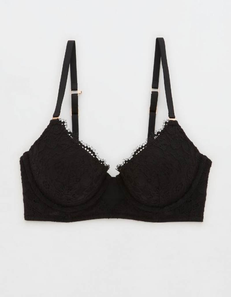 Soutien Gorge Aerie Show Off Plunge Push Up Eyelash Dentelle Noir | CJD-56181642