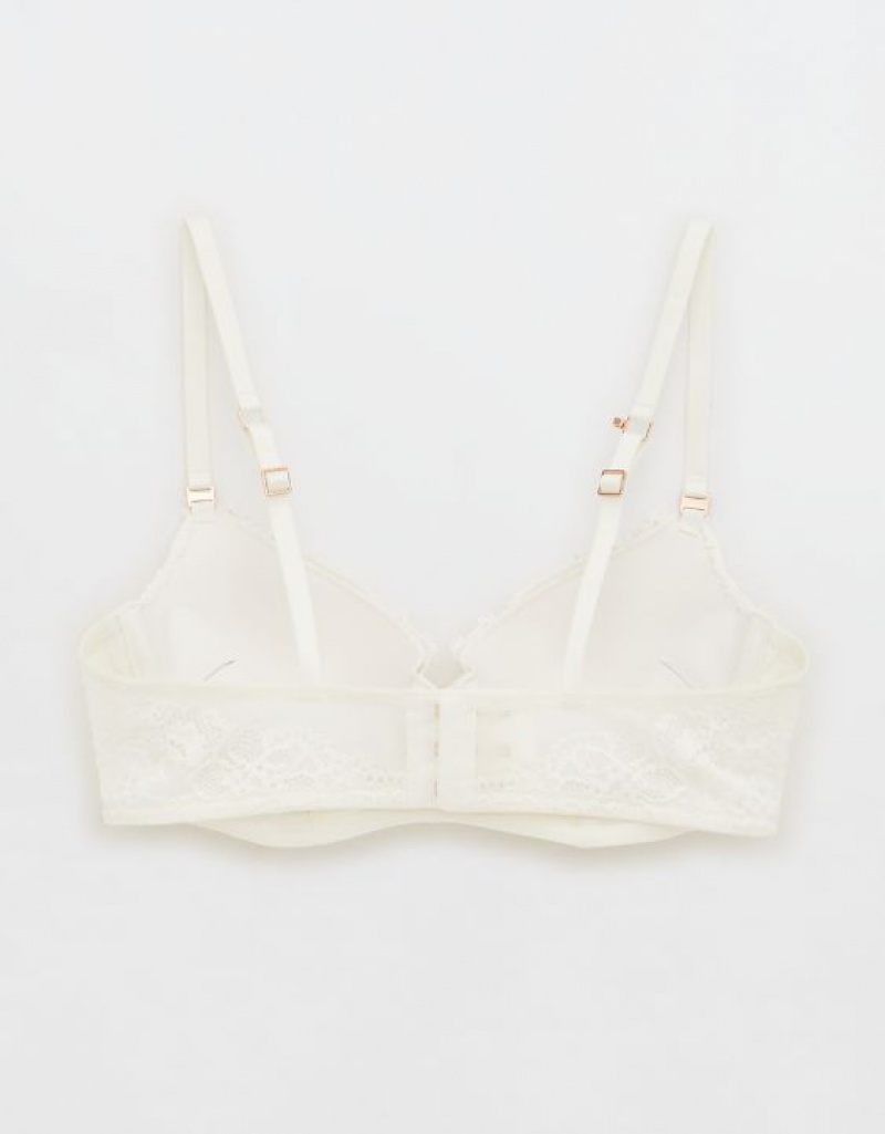 Soutien Gorge Aerie Show Off Plunge Push Up Eyelash Dentelle Blanche | ZZP-00295592