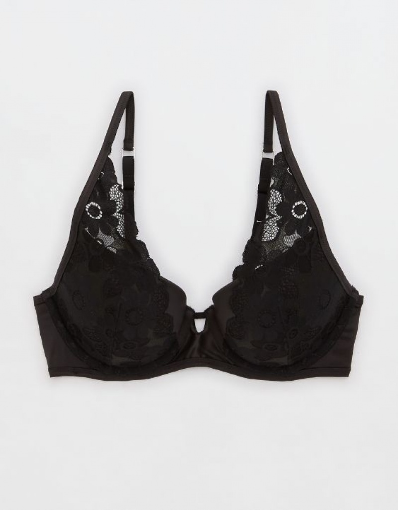 Soutien Gorge Aerie Show Off Plunge Push Up Real Dentelle Noir | VMV-44102712