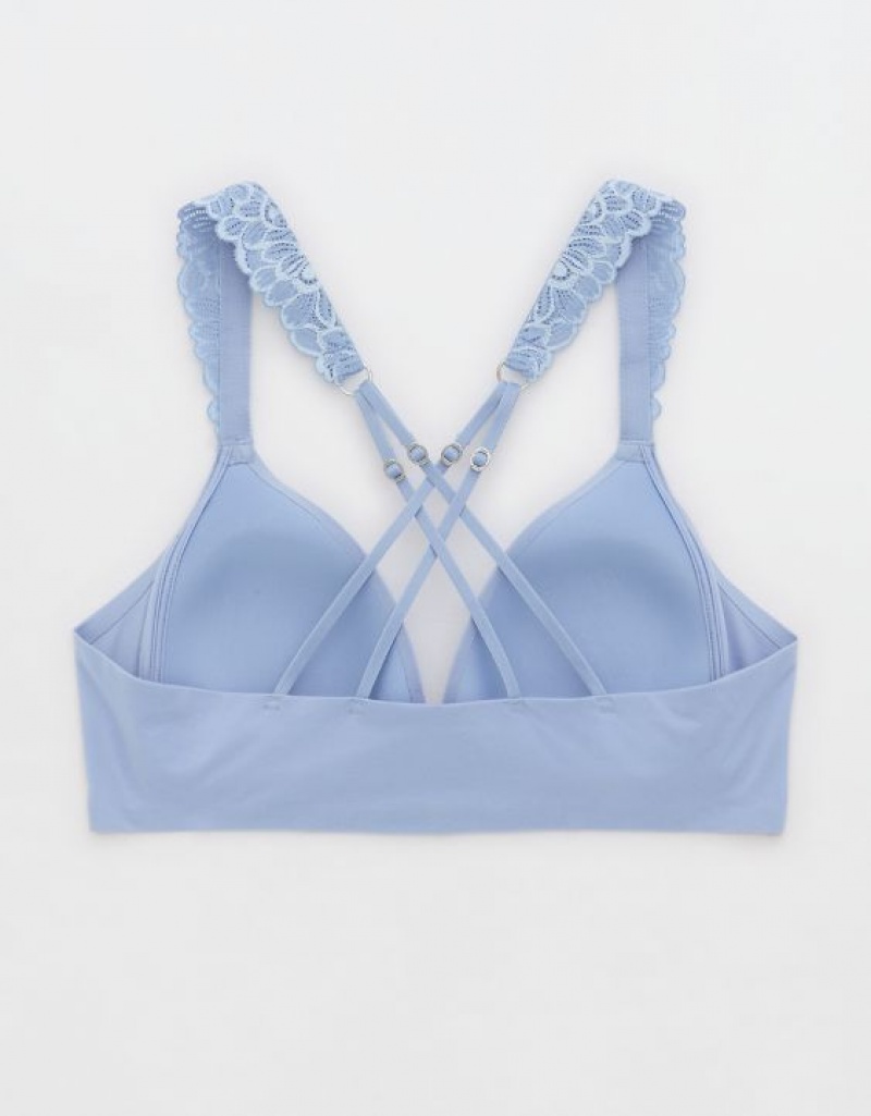 Soutien Gorge Aerie Sunnie Wireless Lightly Doublée Bloom Dentelle Brides Bleu | RZI-20529361