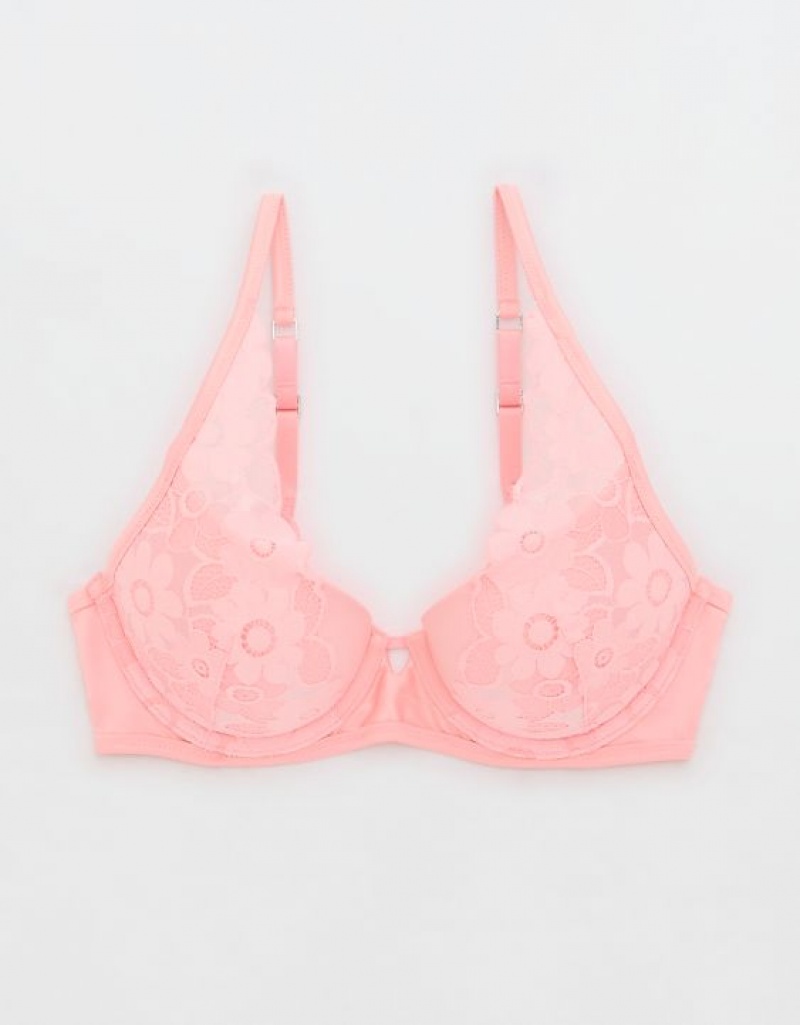 Soutien Gorge Aerie Show Off Plunge Push Up Real Dentelle Rose | YFC-98626350