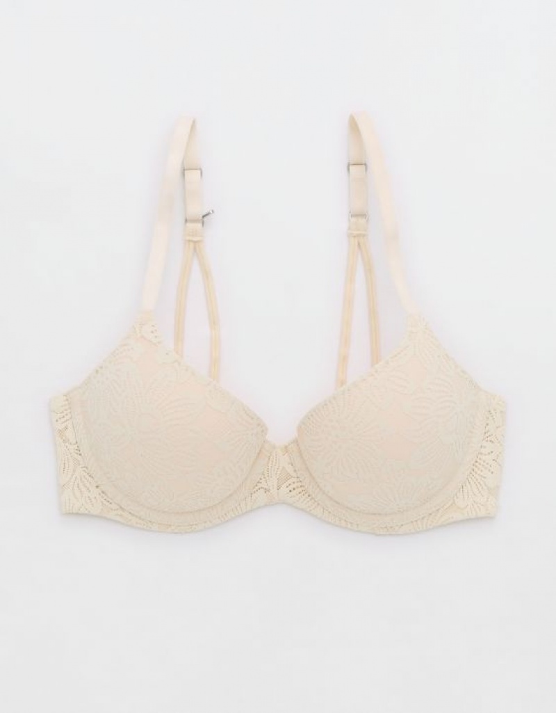 Soutien Gorge Aerie Sunnie Demi Push Up Bloom Dentelle Lanières Jaune Clair | CHZ-63667972