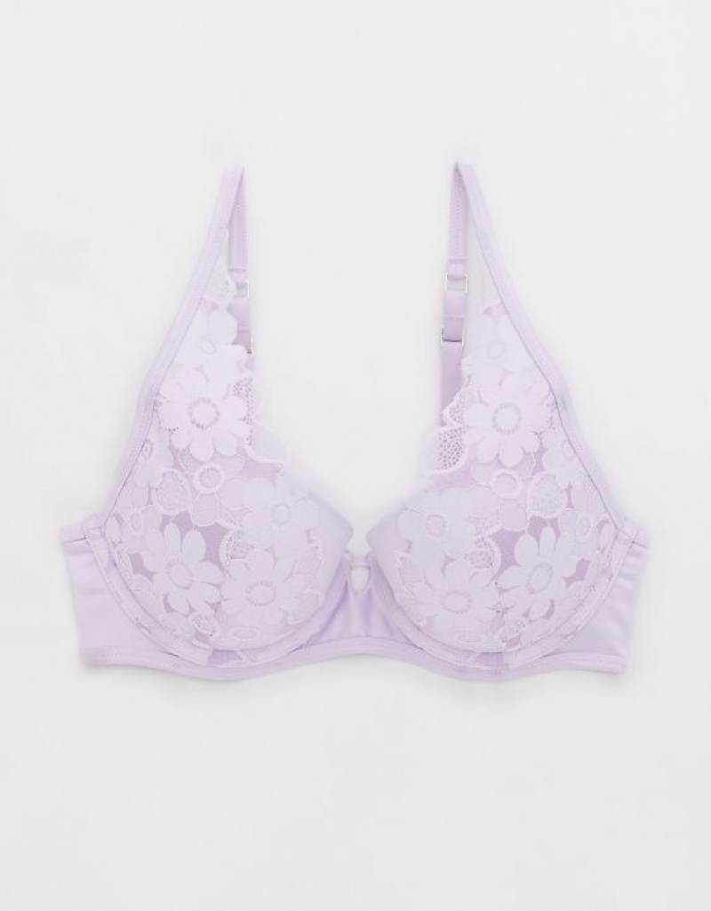 Soutien Gorge Aerie Show Off Plunge Push Up Real Dentelle Lavande | KEH-13484623