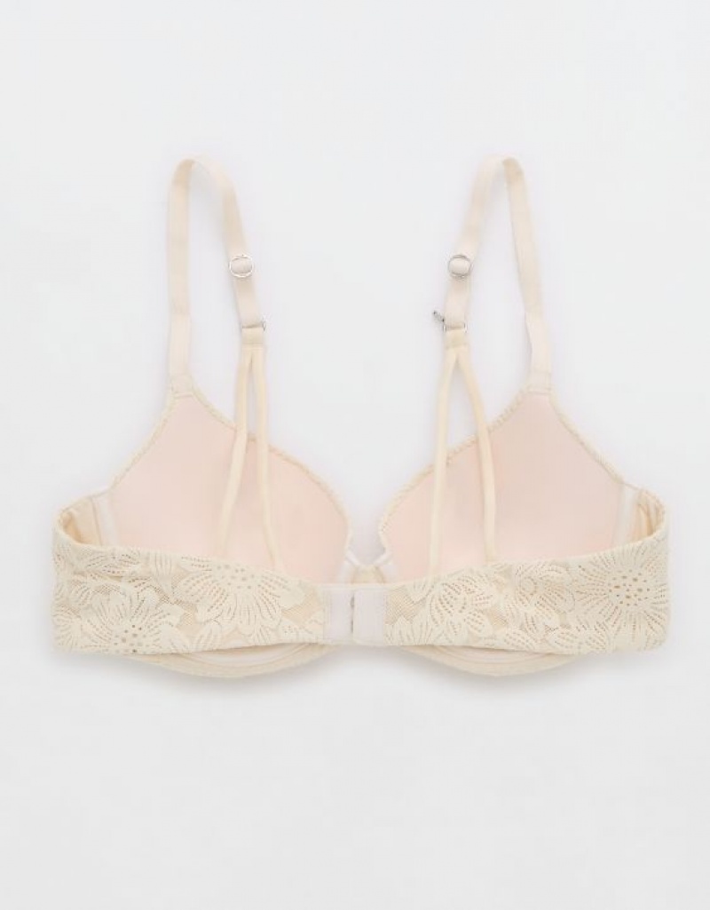 Soutien Gorge Aerie Sunnie Demi Push Up Bloom Dentelle Lanières Jaune Clair | CHZ-63667972