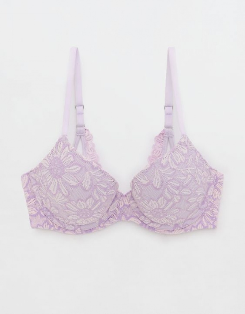 Soutien Gorge Aerie Sunnie Demi Push Up Bloom Dentelle Cross Dye Lavande | DKI-47262640