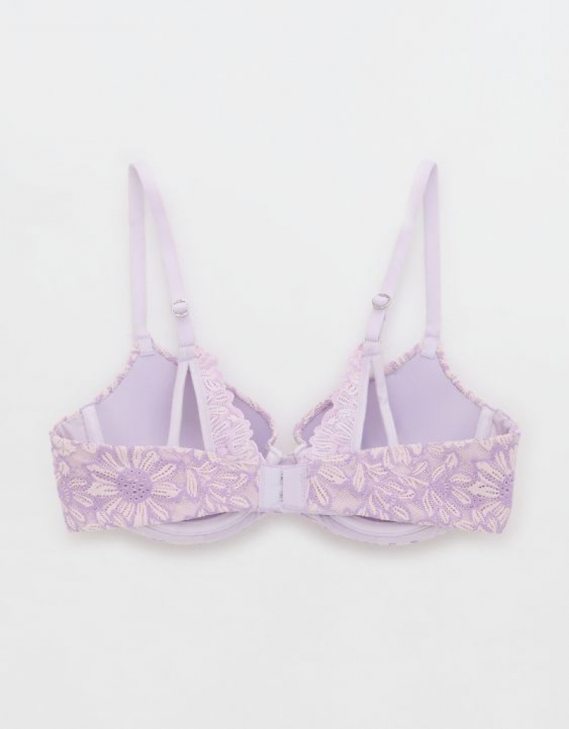 Soutien Gorge Aerie Sunnie Demi Push Up Bloom Dentelle Cross Dye Lavande | DKI-47262640