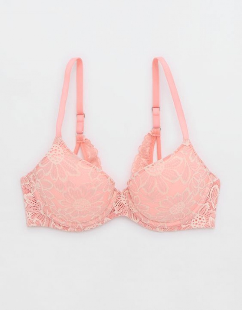 Soutien Gorge Aerie Sunnie Demi Push Up Bloom Dentelle Cross Dye Rose | JTD-84905075