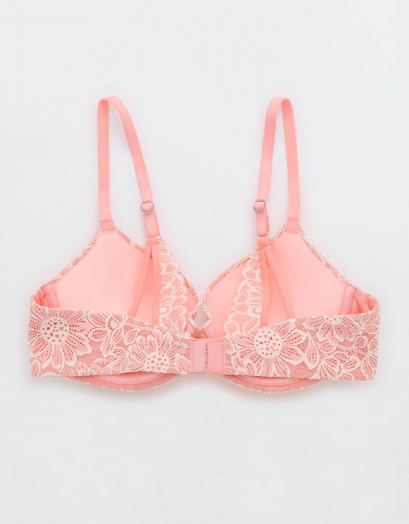 Soutien Gorge Aerie Sunnie Demi Push Up Bloom Dentelle Cross Dye Rose | JTD-84905075