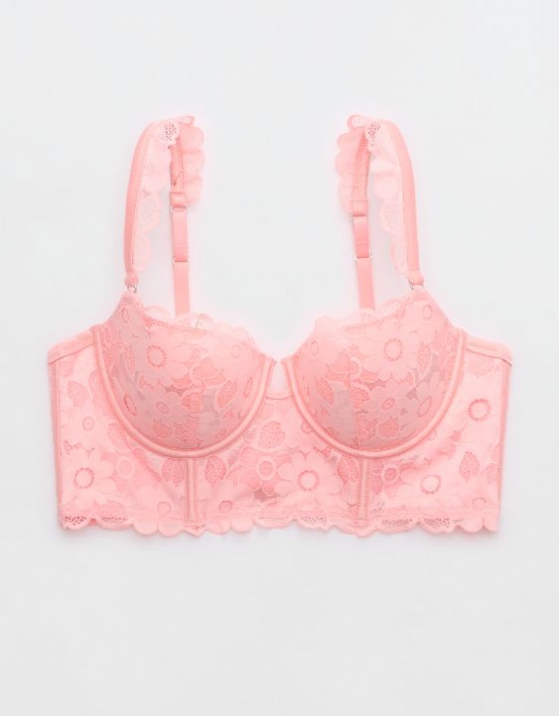 Soutien Gorge Aerie Show Off Balconette Real Dentelle Rose | EDU-84016043