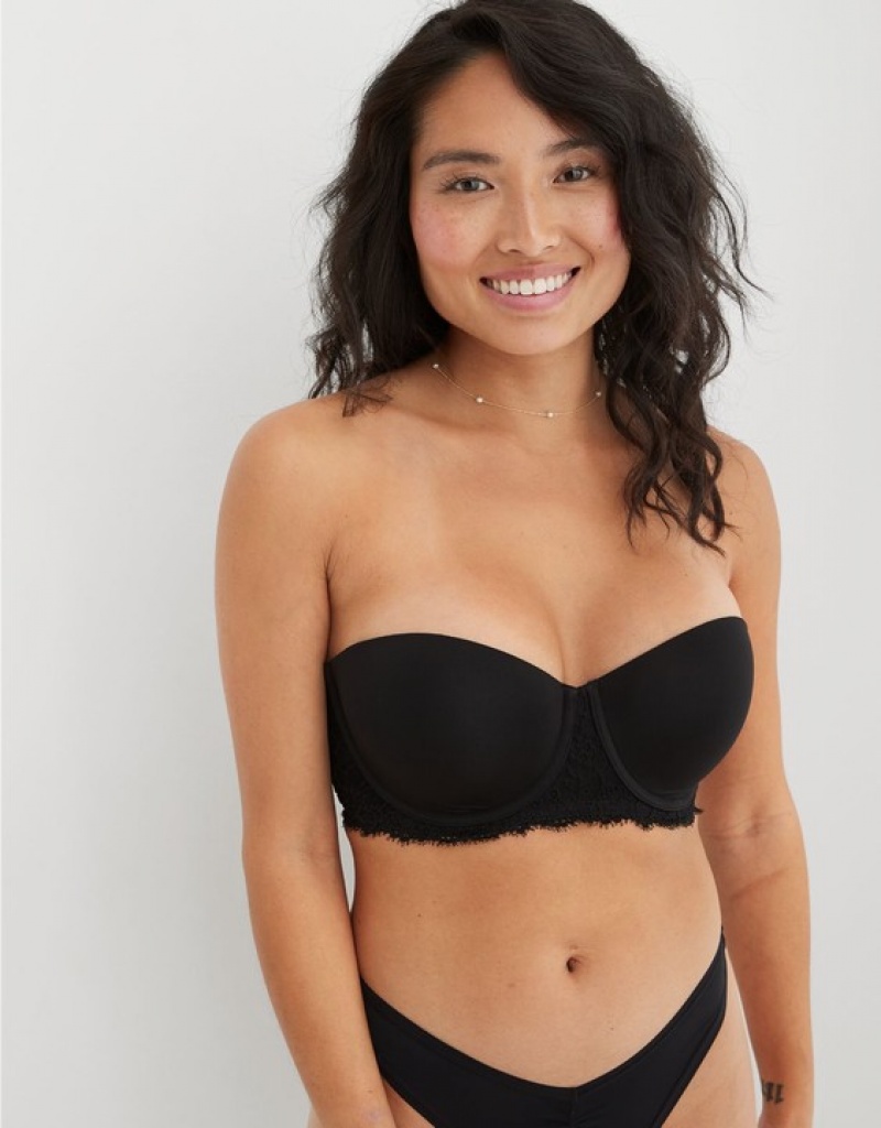 Soutien Gorge Aerie Show Off Strapless Push Up Noir | OWV-95340863