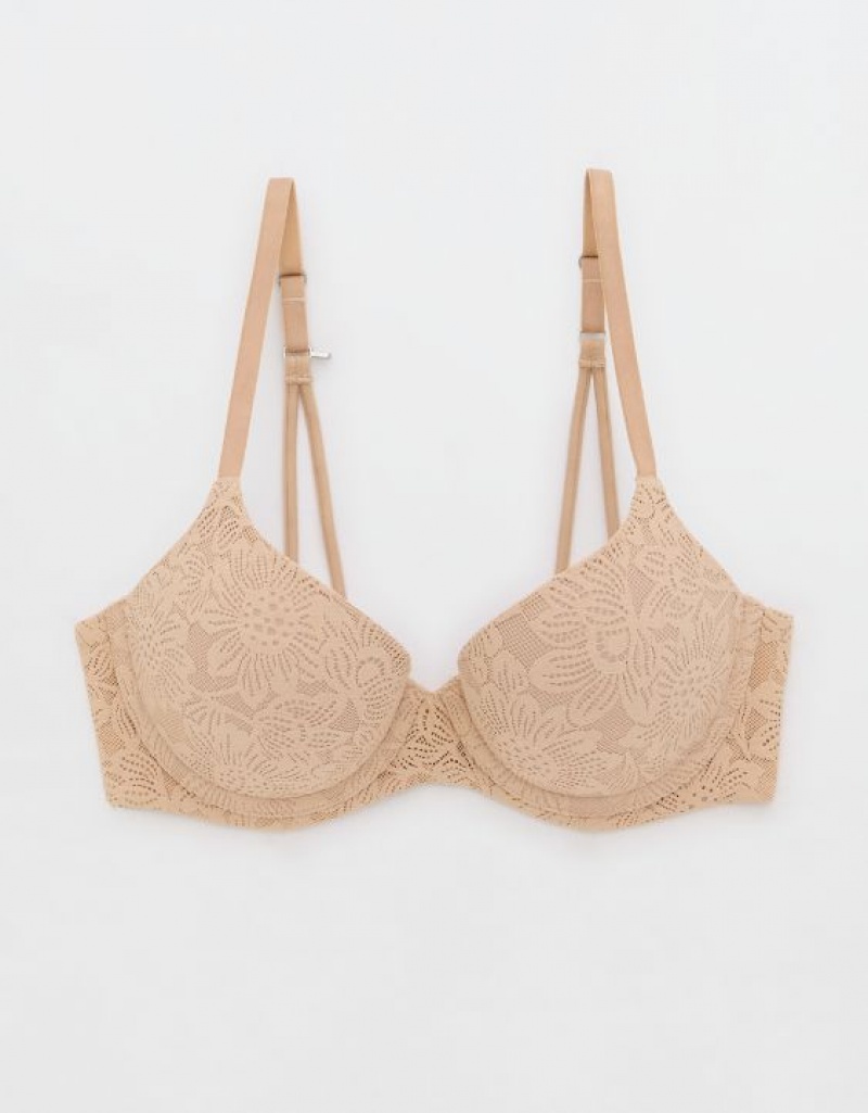 Soutien Gorge Aerie Sunnie Demi Push Up Bloom Dentelle Lanières Beige | FLR-81199599