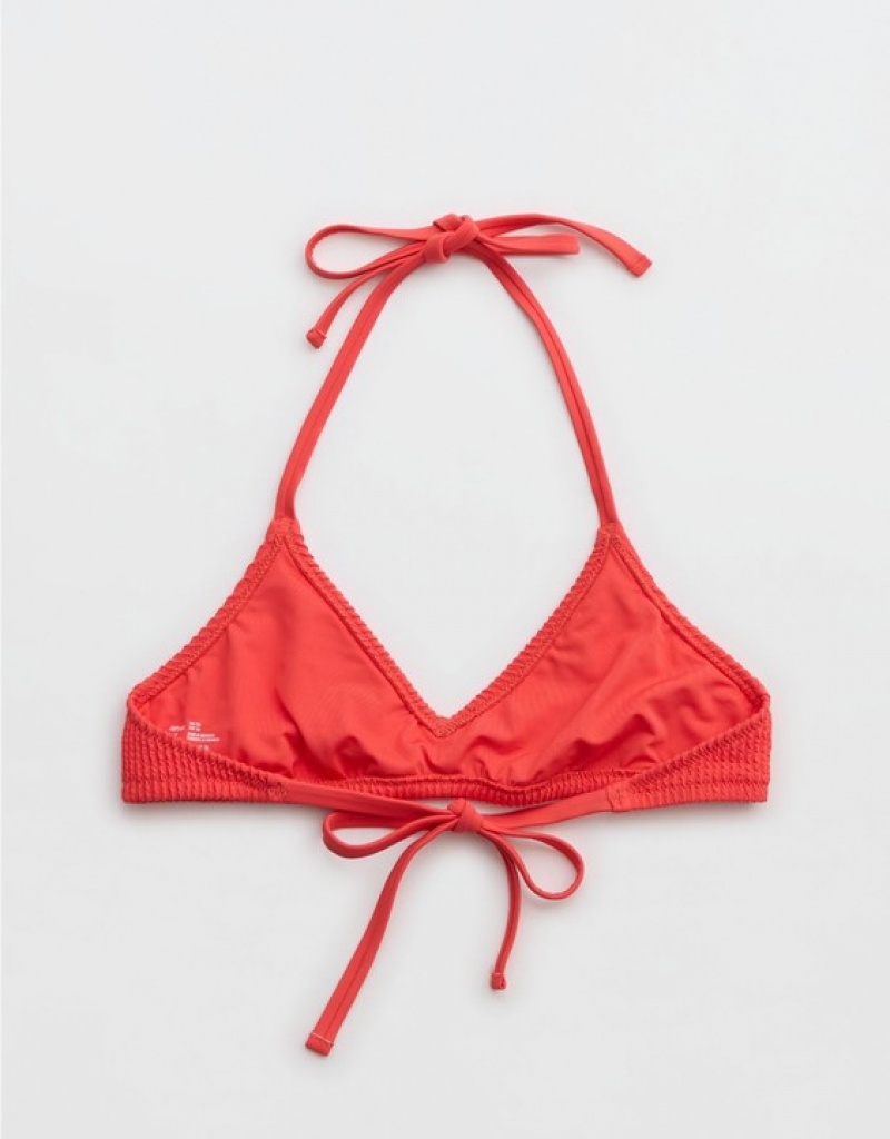 Haut de Bikini Aerie Crinkle Halter Voop Rouge | AZC-29288584