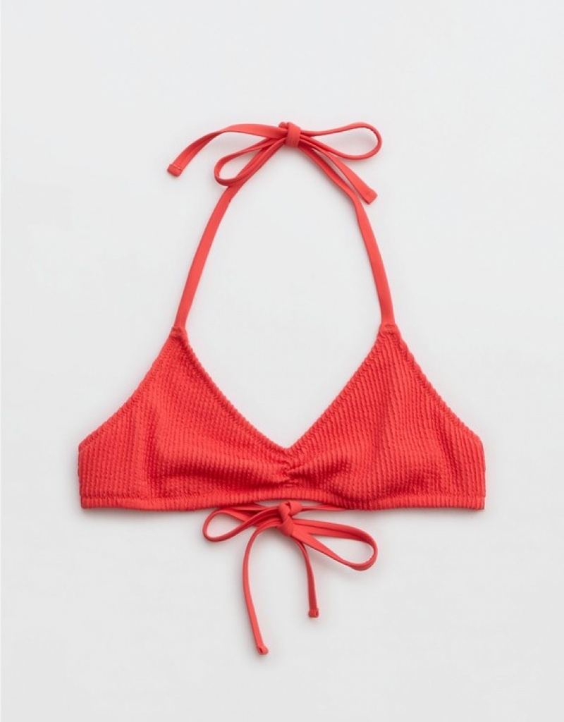 Haut de Bikini Aerie Crinkle Halter Voop Rouge | AZC-29288584