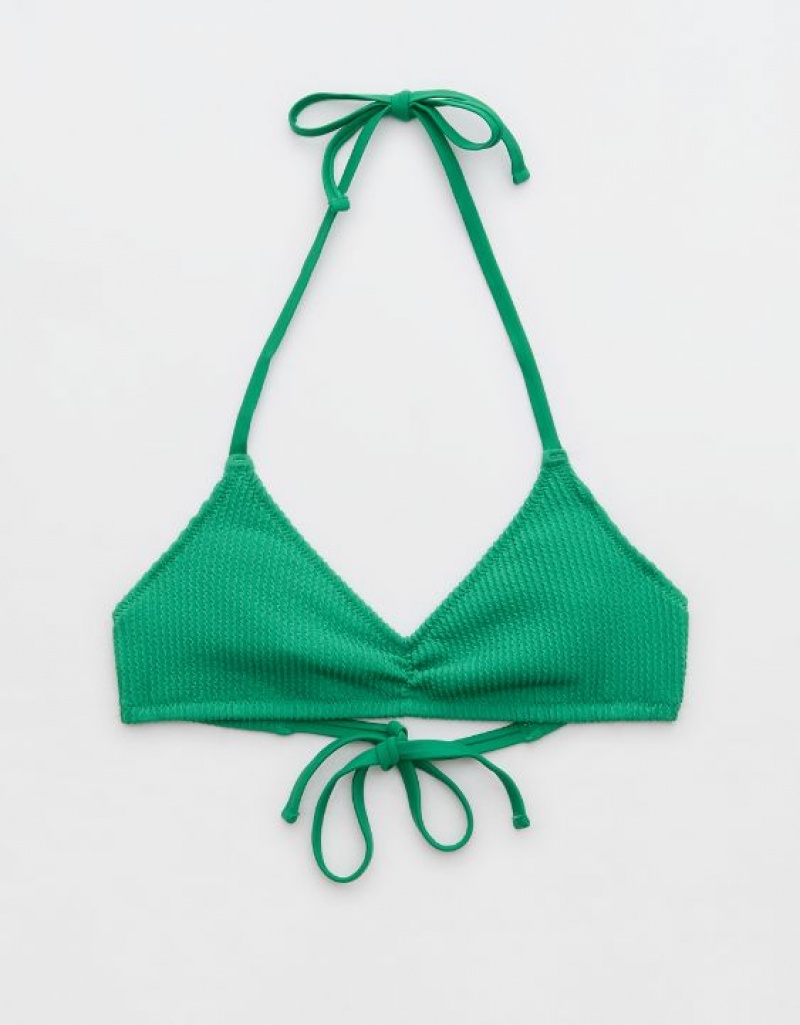 Haut de Bikini Aerie Crinkle Halter Voop Vert | SIU-01075308