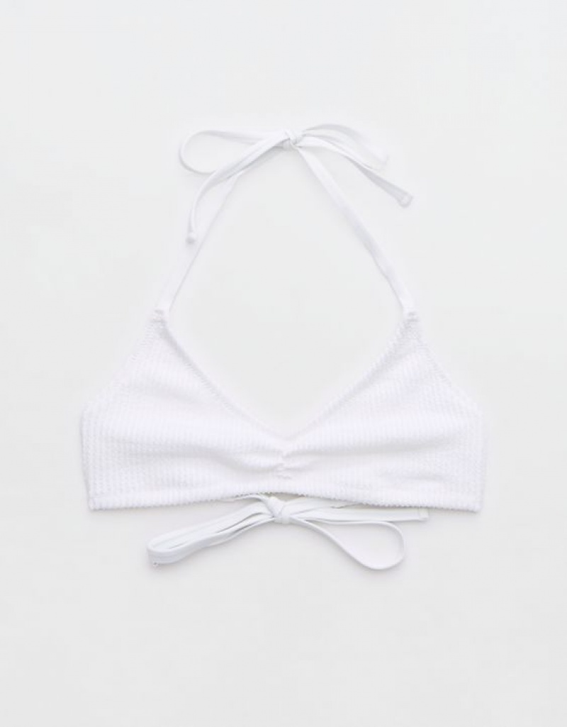 Haut de Bikini Aerie Crinkle Halter Voop Blanche | MPA-43100198