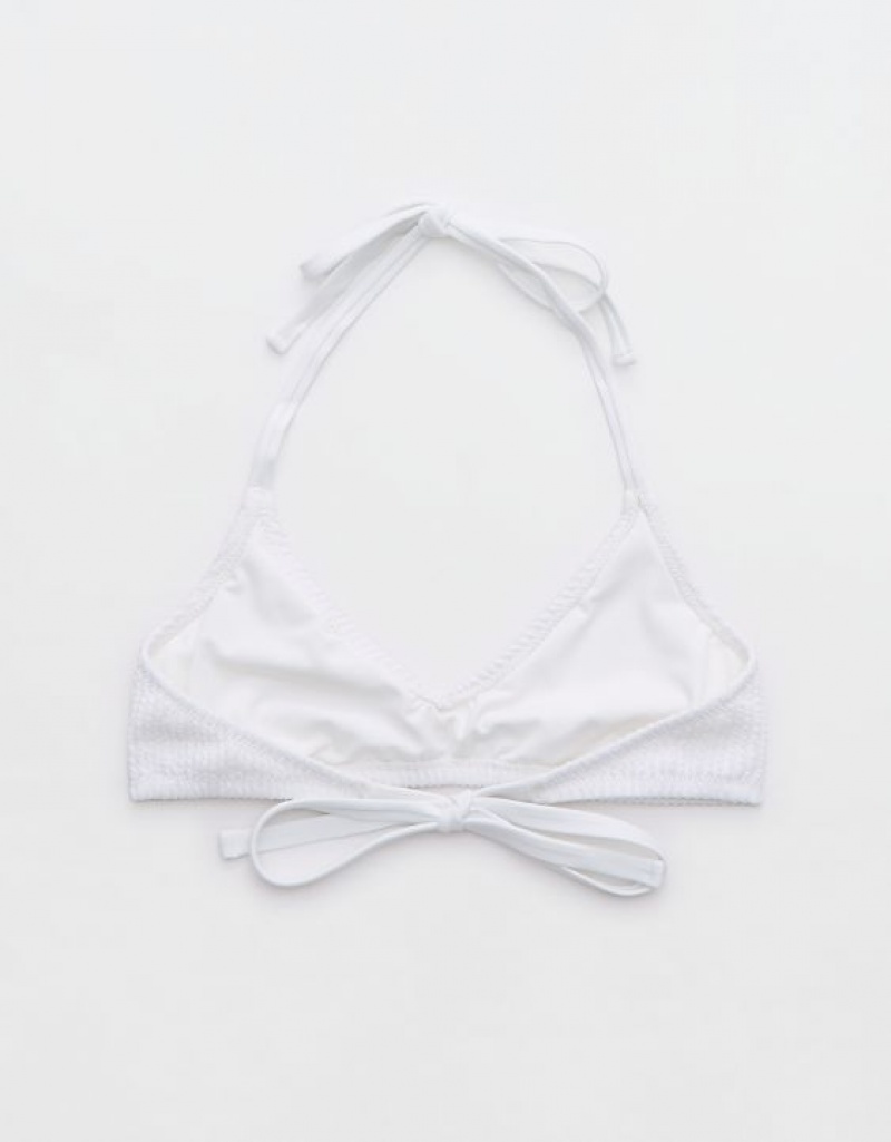 Haut de Bikini Aerie Crinkle Halter Voop Blanche | MPA-43100198