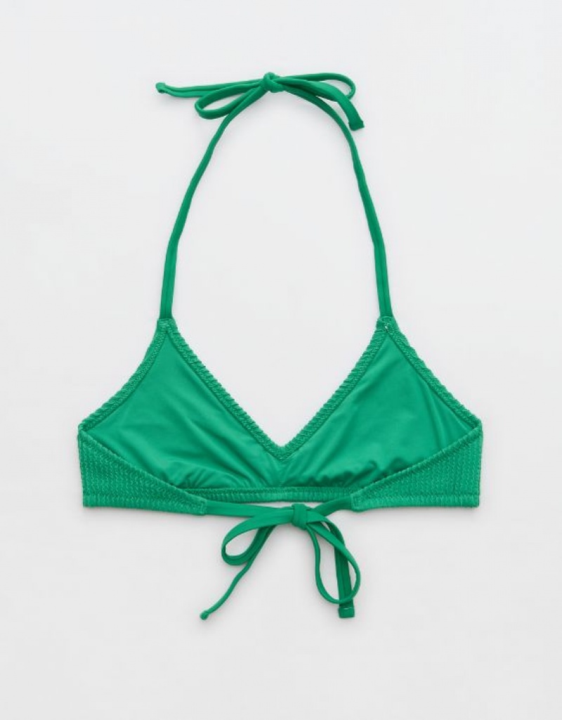 Haut de Bikini Aerie Crinkle Halter Voop Vert | SIU-01075308