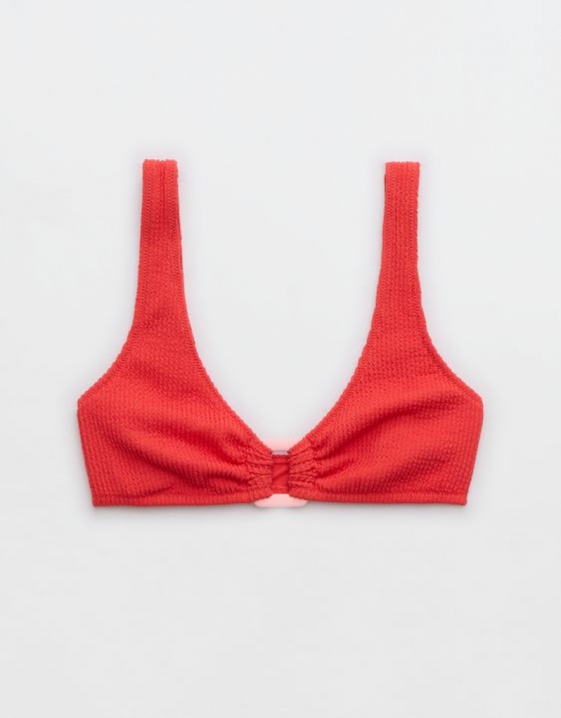 Haut de Bikini Aerie Crinkle Larges Brides Scoop Rouge | ZOX-24911526