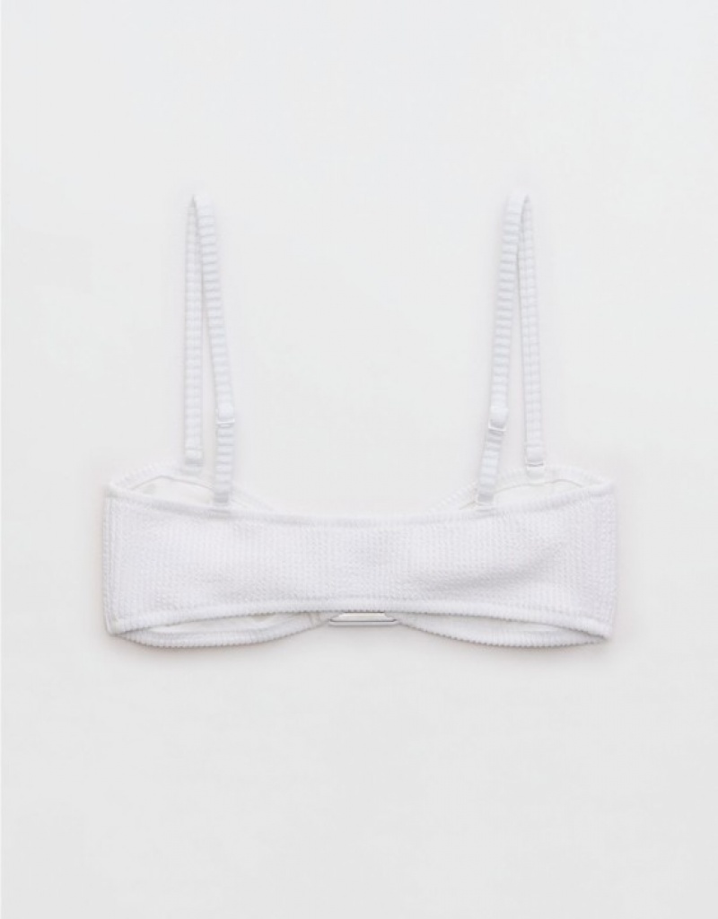 Haut de Bikini Aerie Crinkle Bandeau Blanche | XSM-22987154