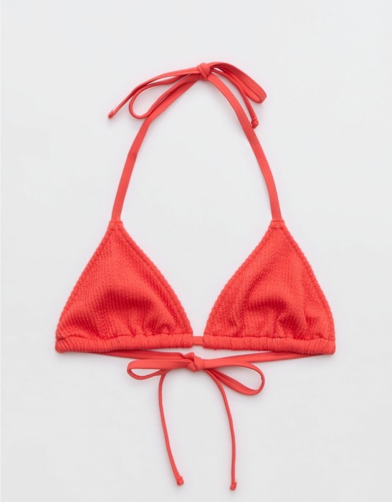 Haut de Bikini Aerie Crinkle String Triangle Rouge | JTH-76598051