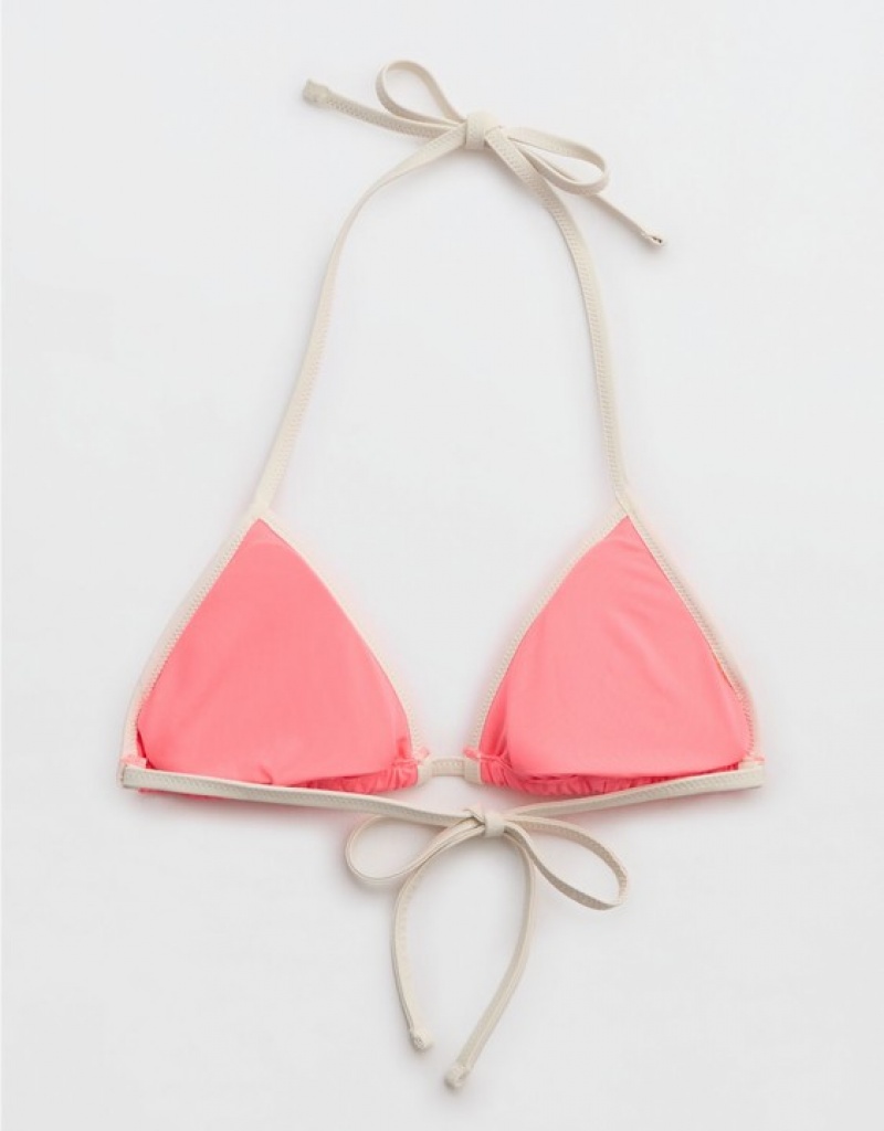 Haut de Bikini Aerie Larges Rib String Triangle Corail Orange | DMS-91360492