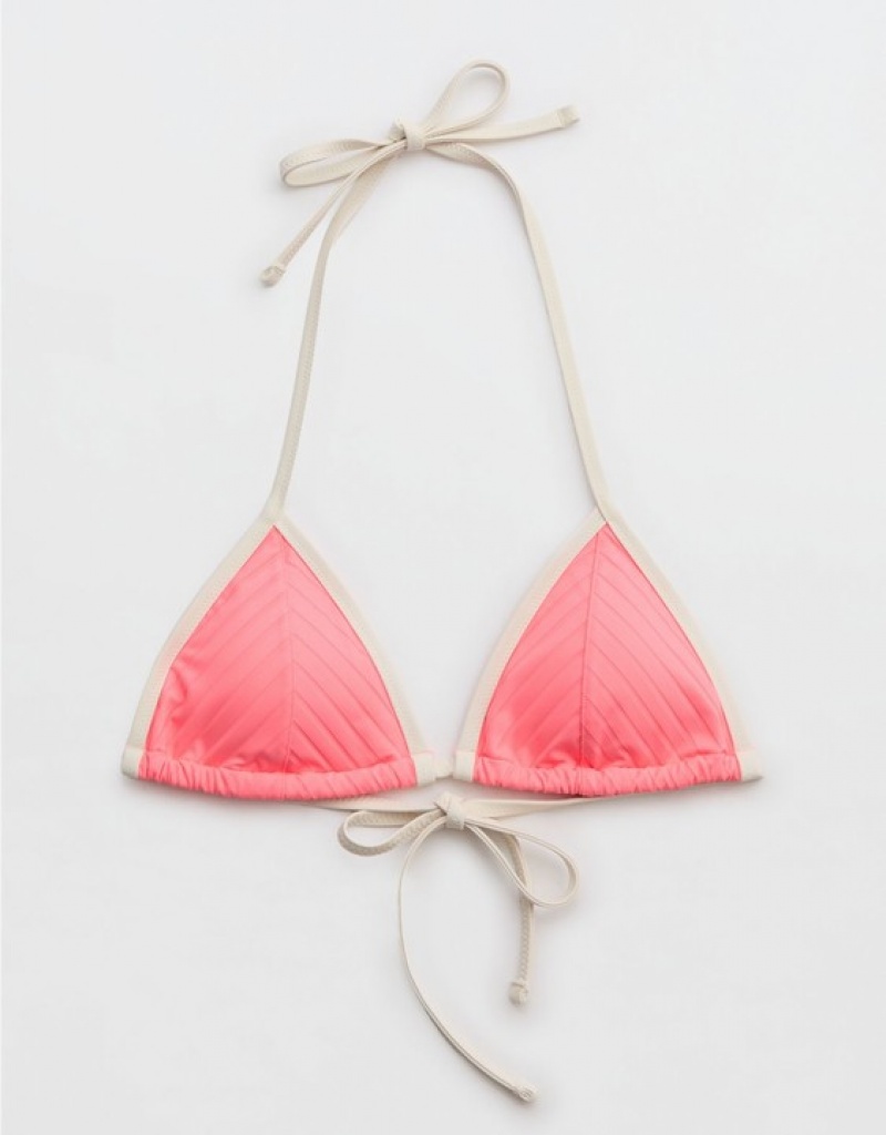 Haut de Bikini Aerie Larges Rib String Triangle Corail Orange | DMS-91360492