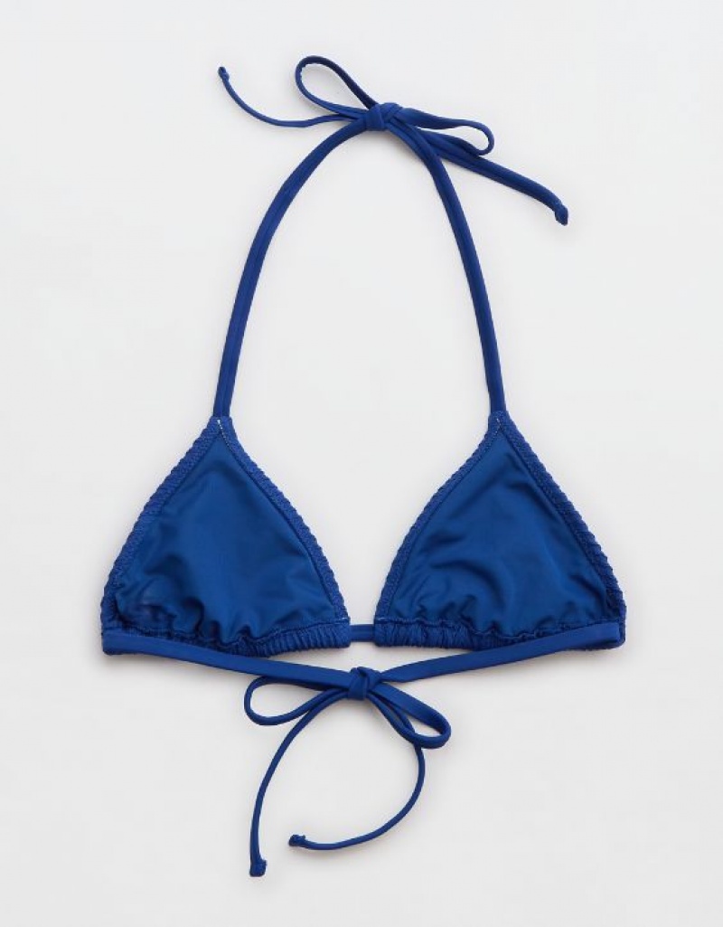 Haut de Bikini Aerie Crinkle String Triangle Bleu | FLN-22368809