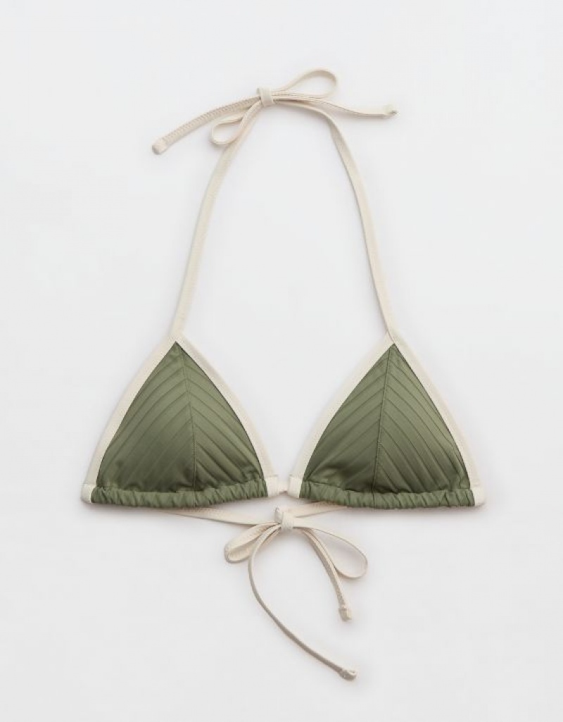 Haut de Bikini Aerie Larges Rib String Triangle Vert Olive | ZLC-40586867