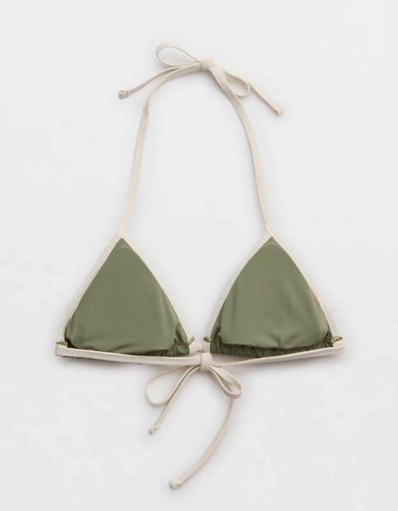 Haut de Bikini Aerie Larges Rib String Triangle Vert Olive | ZLC-40586867