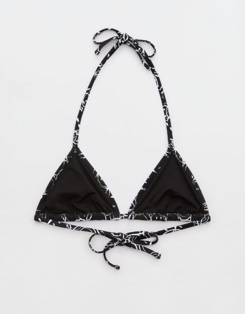 Haut de Bikini Aerie Smiley? String Triangle Noir | ZKK-67573198